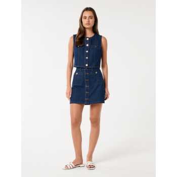Jacket Combines a Vintage Silhouette High-Waist Design A-Line Silhouette Short Skirt