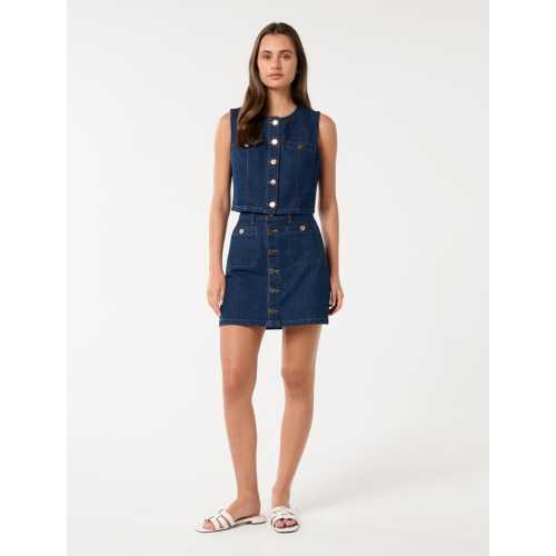 Jacket Combines a Vintage Silhouette High-Waist Design A-Line Silhouette Short Skirt