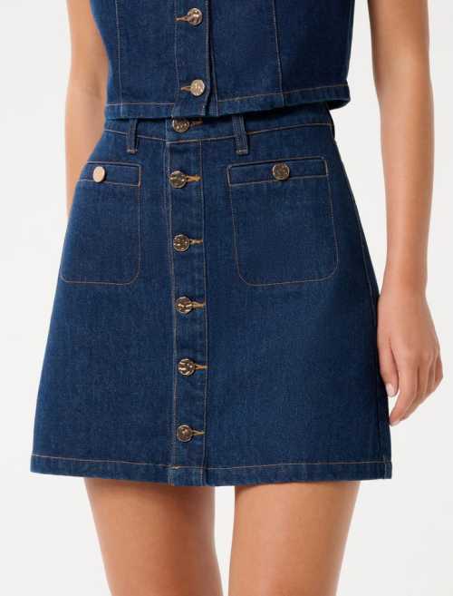 Jacket Combines a Vintage Silhouette High-Waist Design A-Line Silhouette Short Skirt