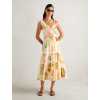 Cute Fashion Ruffle Sleeves V-Neckline Open Back Tie Knot At Back Casual Dress