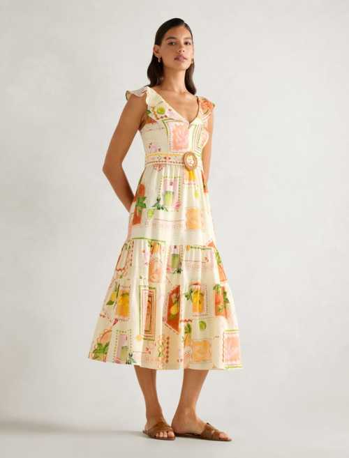 Cute Fashion Ruffle Sleeves V-Neckline Open Back Tie Knot At Back Casual Dress