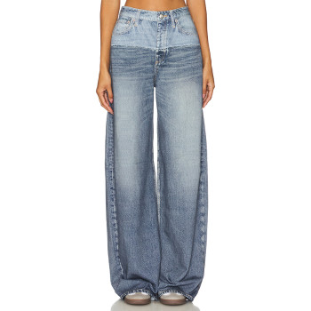 Fashionable 2025 High quality Denim Straight Wide leg Customized logo Woman's Maxi Pants