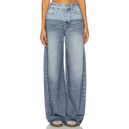 Fashionable 2025 High quality Denim Straight Wide leg Customized logo Woman's Maxi Pants