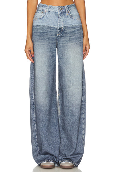 Fashionable 2025 High quality Denim Straight Wide leg Customized logo Woman's Maxi Pants