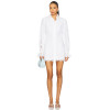 White Embroidered Floral Motifs Cut Out Details Turn Down Collar Long Sleeves Shirt Dress