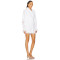 White Embroidered Floral Motifs Cut Out Details Turn Down Collar Long Sleeves Shirt Dress