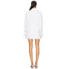 White Embroidered Floral Motifs Cut Out Details Turn Down Collar Long Sleeves Shirt Dress