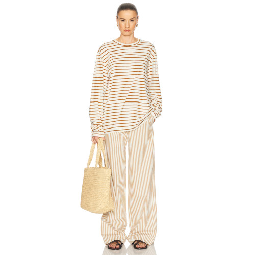 Casual Round Neckline Loose Slim Fit Plain One-Sided Long Sleeve Long Tops