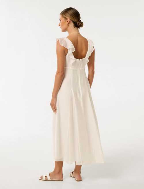 Sample Cute V-neckline With Ruffle Trim And Tie Detail Camisole  A-Line Silhouette Dress