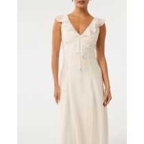 Sample Cute V-neckline With Ruffle Trim And Tie Detail Camisole  A-Line Silhouette Dress