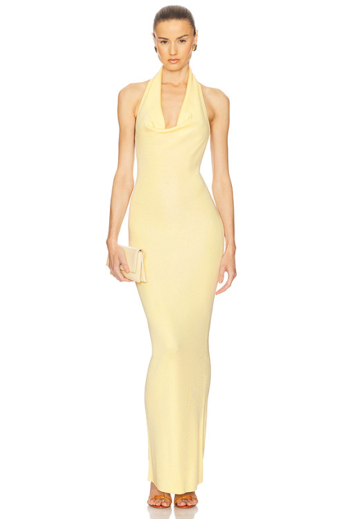 Customized 2025 Fashionable Halter v neck Open Back High quality Woman's Long Dress