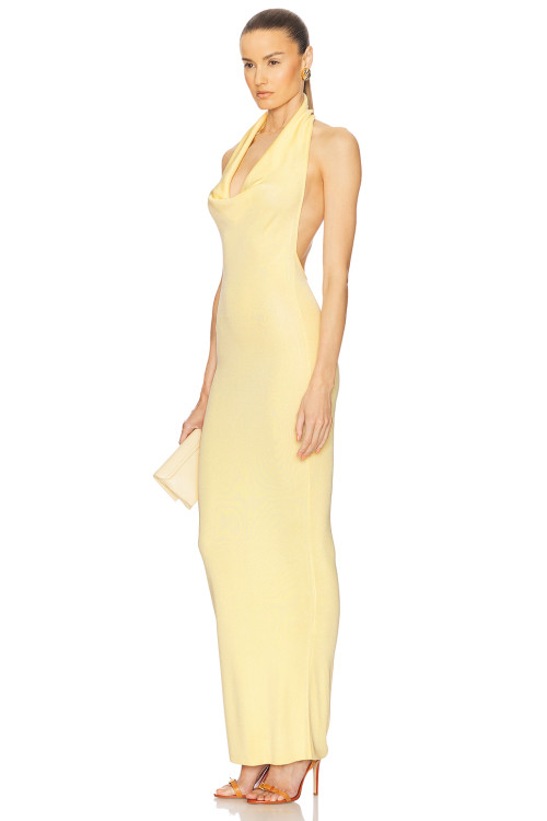 Customized 2025 Fashionable Halter v neck Open Back High quality Woman's Long Dress