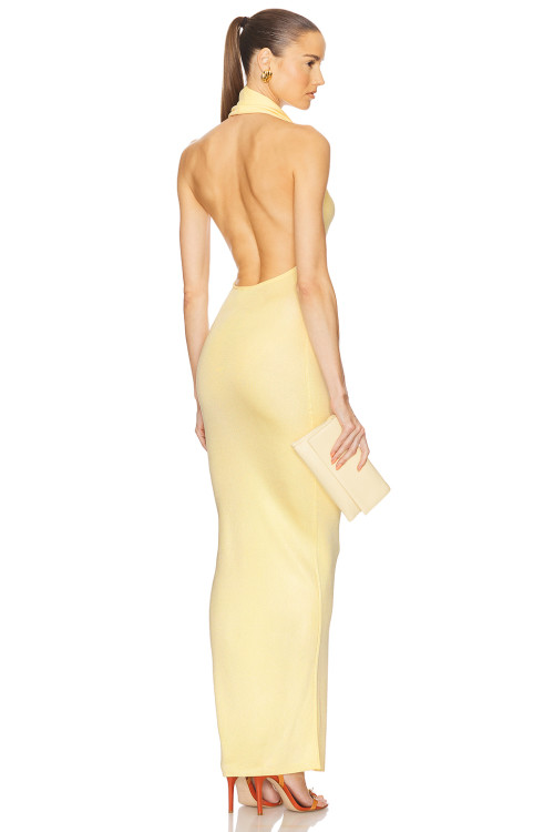 Customized 2025 Fashionable Halter v neck Open Back High quality Woman's Long Dress