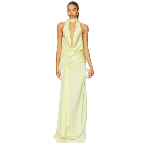 Exquisite High quality Sleeveless Backless Fashionable Halter Deep V neckline Woman's Dress