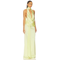 Exquisite High quality Sleeveless Backless Fashionable Halter Deep V neckline Woman's Dress