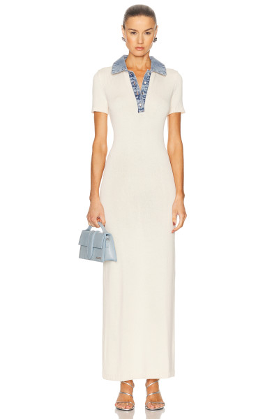 Fashionable Customized Stylish Denim Collar Light V neck Bodycon Elegant Woman's Dress
