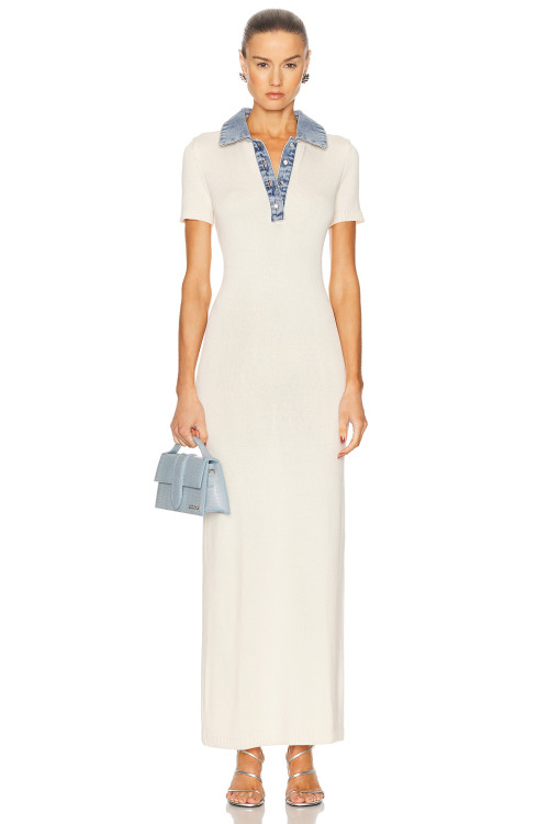 Fashionable Customized Stylish Denim Collar Light V neck Bodycon Elegant Woman's Dress