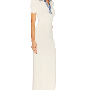Fashionable Customized Stylish Denim Collar Light V neck Bodycon Elegant Woman's Dress