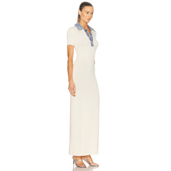 Fashionable Customized Stylish Denim Collar Light V neck Bodycon Elegant Woman's Dress