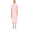 High quality Custom Logo Back Vent Front Button Trim Invisible Zipper Woman's Midi Dress