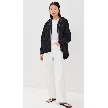 Casual Daily Hooded Neckline Two-Way Zip Closure Long Sleeve  Solid Color Coat