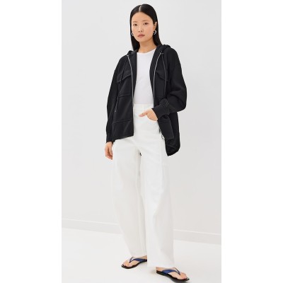 Casual Daily Hooded Neckline Two-Way Zip Closure Long Sleeve  Solid Color Coat