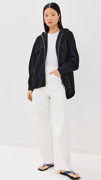 Casual Daily Hooded Neckline Two-Way Zip Closure Long Sleeve  Solid Color Coat