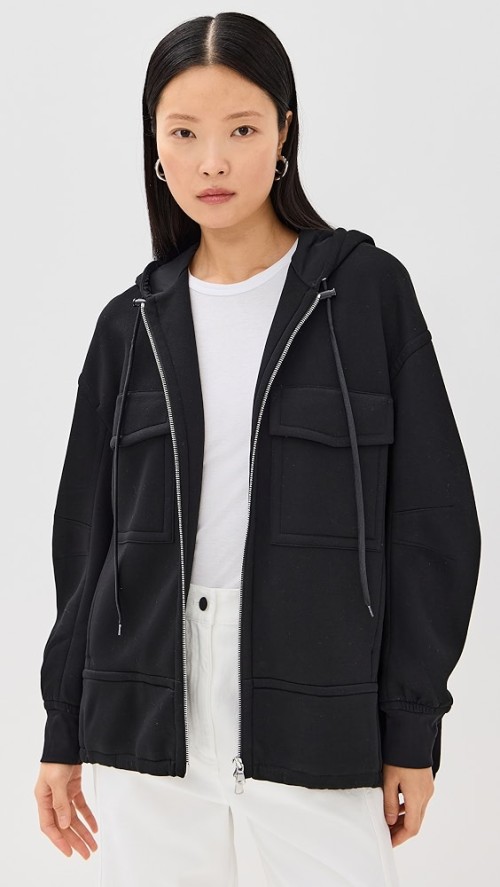 Casual Daily Hooded Neckline Two-Way Zip Closure Long Sleeve  Solid Color Coat