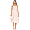Sweet Pink Checkered Camisole Smocked Bodice Design Detachable Shoulder Straps Dress
