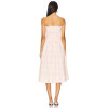 Sweet Pink Checkered Camisole Smocked Bodice Design Detachable Shoulder Straps Dress