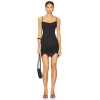 2025 Hot Sale Black Spaghetti Strap Bodycon Smocked Bodice Delicate Lace Hem Mini Dress