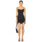 2025 Hot Sale Black Spaghetti Strap Bodycon Smocked Bodice Delicate Lace Hem Mini Dress