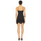 2025 Hot Sale Black Spaghetti Strap Bodycon Smocked Bodice Delicate Lace Hem Mini Dress