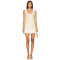 Off  White Floral Sleeveless Lace Neckline Pleated Skirt Back Bow Tie Dress