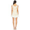 Off  White Floral Sleeveless Lace Neckline Pleated Skirt Back Bow Tie Dress