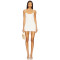 White Spaghetti Strap Shoulder Floral Embellishments Front Row Buttons Mini Dress