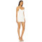 White Spaghetti Strap Shoulder Floral Embellishments Front Row Buttons Mini Dress
