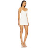White Spaghetti Strap Shoulder Floral Embellishments Front Row Buttons Mini Dress