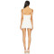 White Spaghetti Strap Shoulder Floral Embellishments Front Row Buttons Mini Dress
