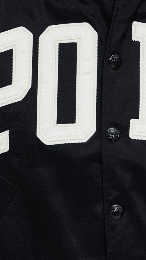 Daily Sport Collared Neck Logo Lettering Patched At Front Long Sleeve Casual Coat
