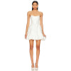 Fashionable Elegant White Strapless Embroidered Back Lacing Design Mini Dress