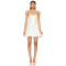 Fashionable Elegant White Strapless Embroidered Back Lacing Design Mini Dress