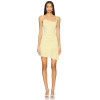 Hot Sale Sweet Light Yellow Tie Strap Camisole Ruched Design Asymmetrical Hem Dress