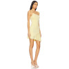 Hot Sale Sweet Light Yellow Tie Strap Camisole Ruched Design Asymmetrical Hem Dress