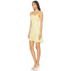 Hot Sale Sweet Light Yellow Tie Strap Camisole Ruched Design Asymmetrical Hem Dress