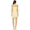 Hot Sale Sweet Light Yellow Tie Strap Camisole Ruched Design Asymmetrical Hem Dress
