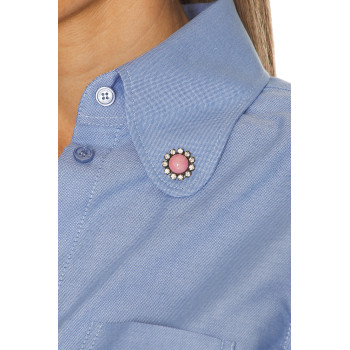 Light blue Long sleeved Embellished Classical styled High quality Woman's Blouses