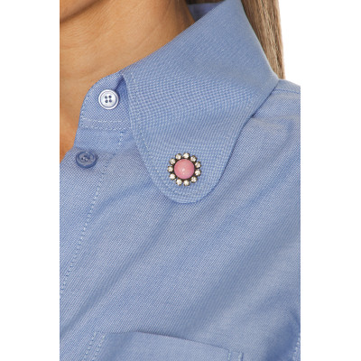 Light blue Long sleeved Embellished Classical styled High quality Woman's Blouses