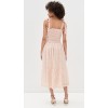 Cute Square Neckline Sleeveless Smocked Elastic Bodice Backless Gathered Tiered Skirt