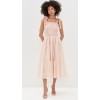 Cute Square Neckline Sleeveless Smocked Elastic Bodice Backless Gathered Tiered Skirt